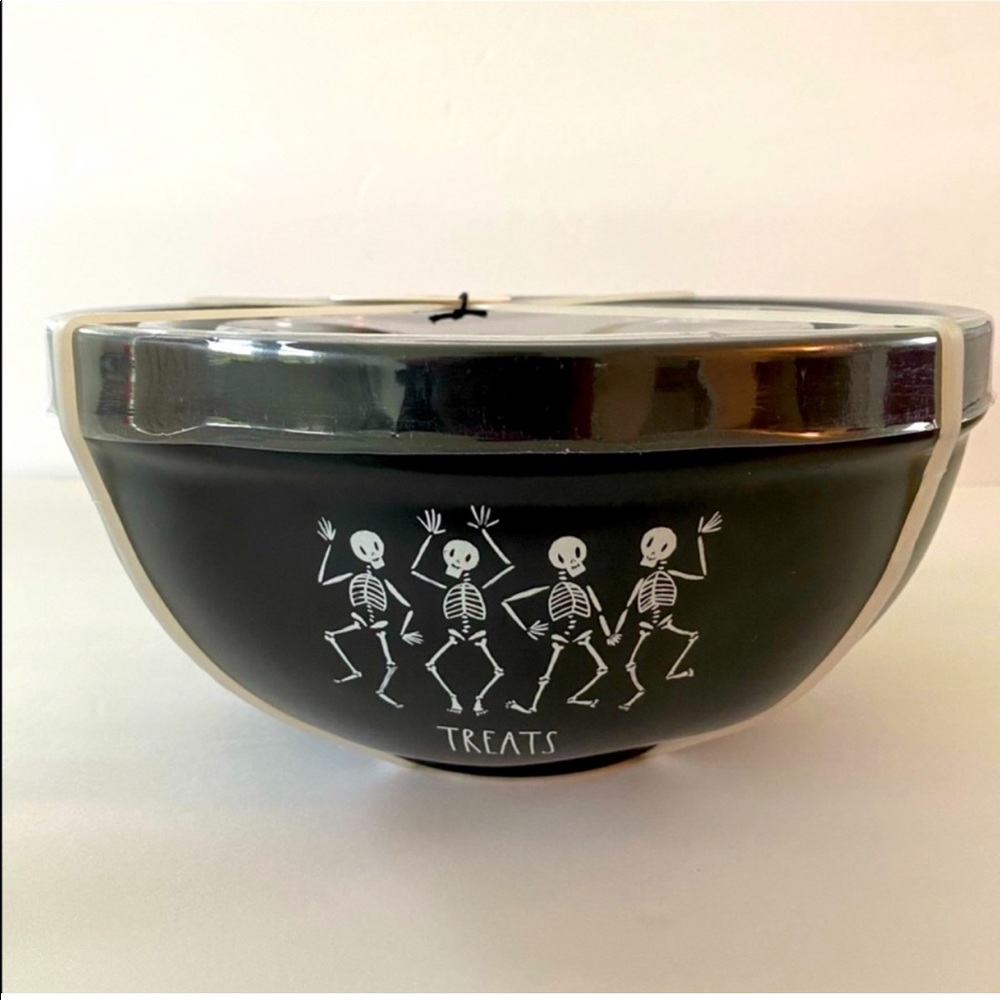Rae Dunn Halloween Mixing Bowls 3piece Set Dancing Skeletons Matte RARE NEW